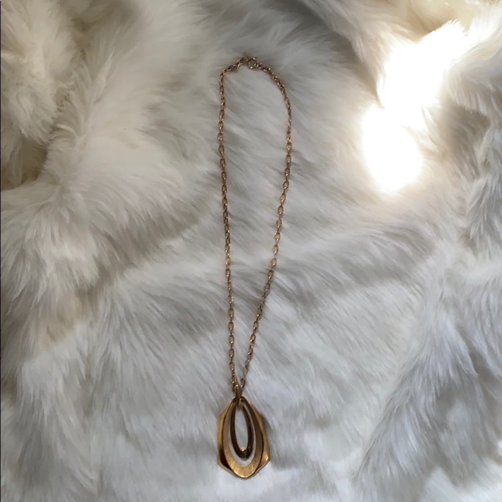 Vintage Crown Trifari Signed Gold Tone Necklace